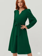 Jesienno-zimowa europejska i amerykańska odzież damska z długim rękawem Mała koronkowa sukienka z dekoltem w szpic