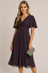 Modny jednolity kolor i dekolt w szpic w talii Casual Large