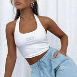 Heaven Made Halter Crop Tank Top-White-1