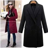 Long woolen coat wool coat in windbreaker-Black-1