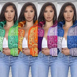 Women's Paisley Pattern Bomber Jacket-1