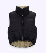 Insulated Zip-Up Sleeveless Vest-Black-1