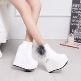 Solid color inside booties for women-White-1