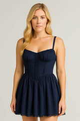 Koronkowa sukienka na szelkach Moda letnia Sznurowana wąska talia