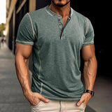 Men's Summer Short Sleeve Polo Shirt | Solid Color Button-Up Tops