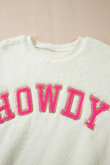 HOWDY Patched Round Neck Sherpa Sweatshirt-7