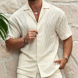 Men's Summer Tracksuits | Solid Color Two-Piece Casual Outfit with Lapel Button Shirt & Shorts