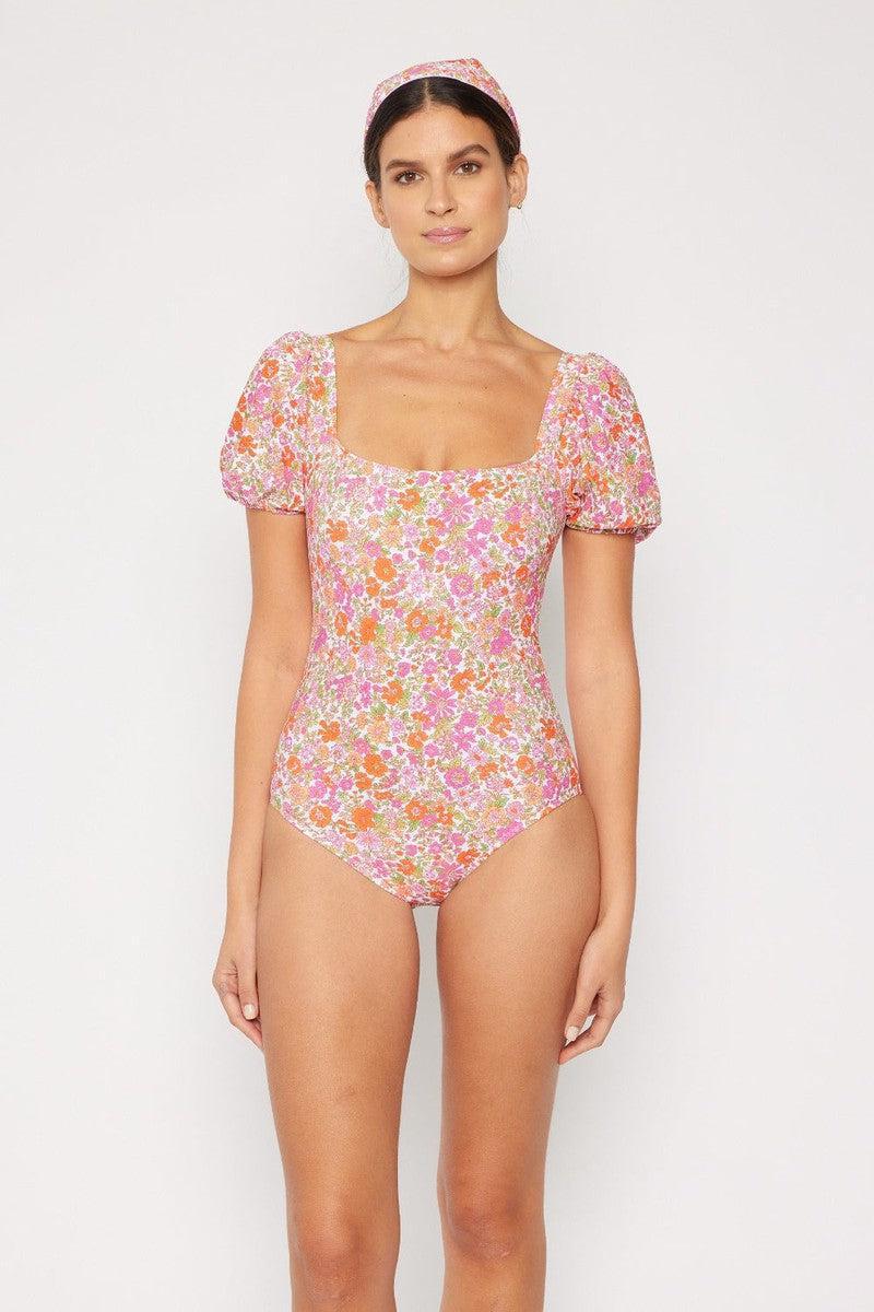 Marina West Swim Floral Puff Sleeve One-Piece-Pink-1