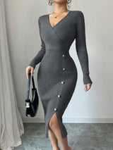 French Waist-tight Mid-length Sheath Inner Wear Base Skinny Knit Dress