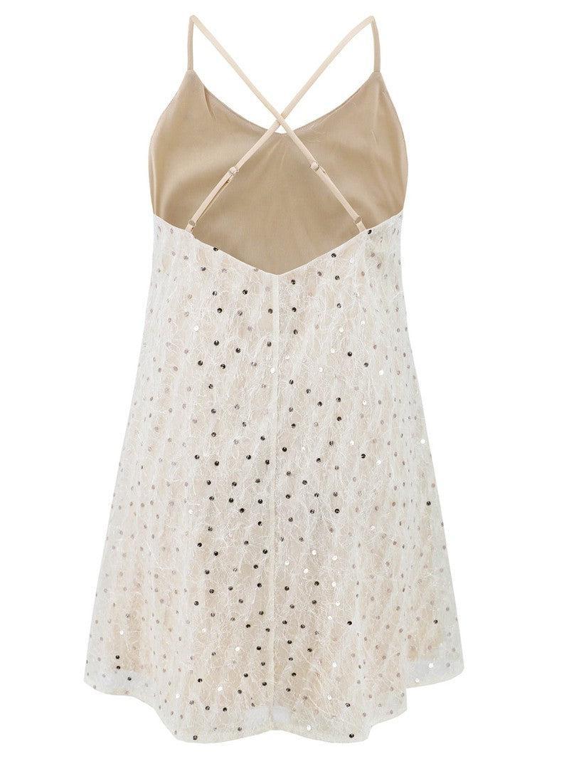 Sequin V-Neck Mini Cami Dress-4