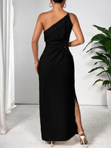 Honey Slit One Shoulder Sleeveless Maxi Dress-6