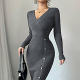 French Waist-tight Mid-length Sheath Inner Wear Base Skinny Knit Dress