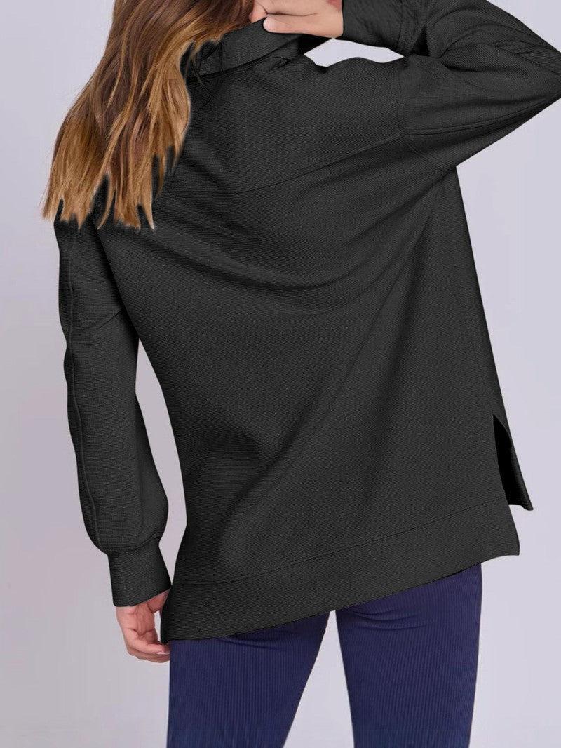 ฺHigh-Low Quarter Zip Long Sleeve Sweatshirt-6