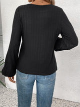 Embroidered Round Neck Long Sleeve Top-2