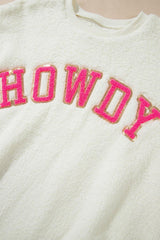 HOWDY Patched Round Neck Sherpa Sweatshirt-8