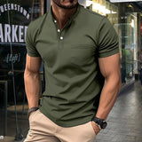 Chic Summer V-Neck Polo Shirt | Short-Sleeved Button-Up Top