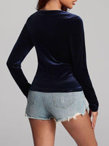 Ruched Surplice Long Sleeve Top-15