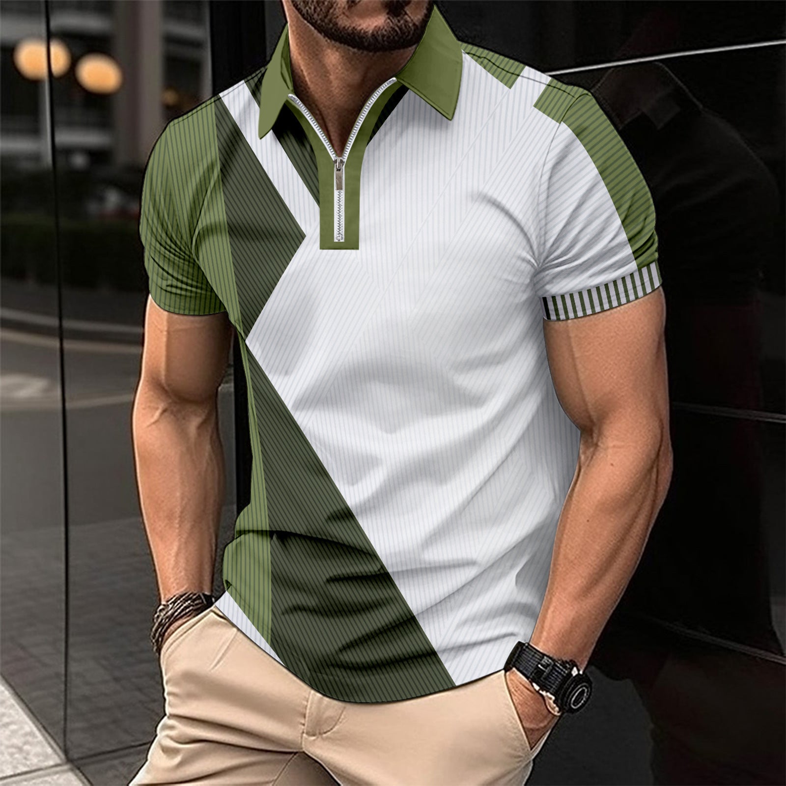 Men's Printed Polo Shirt – Slim Fit & Stylish