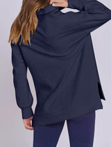 ฺHigh-Low Quarter Zip Long Sleeve Sweatshirt-15