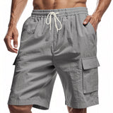 Men's Loose Sports and Leisure Linen Shorts | Solid Color Drawstring Casual Shorts