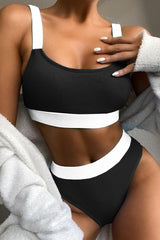 Color Block Scoop Neck Bikini Set-9