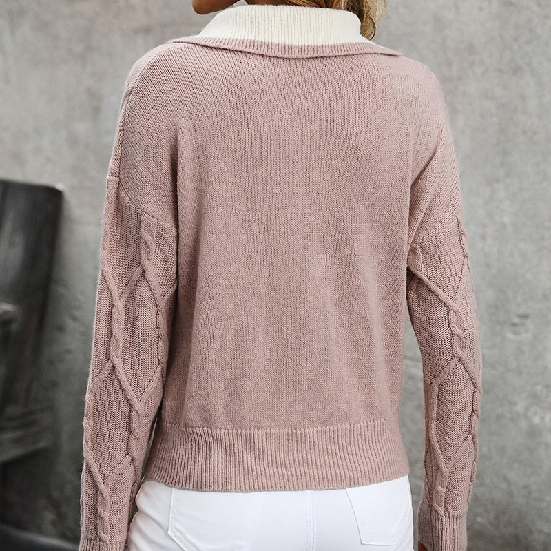 Color Block V-Neck Sweater