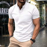 Chic Summer V-Neck Polo Shirt | Short-Sleeved Button-Up Top