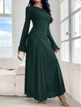 New Trumpet Sleeve Slim-fit Elegant High-elasticity Fashionable Dress