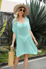 Openwork Side Slit Cover-Up Dress-10