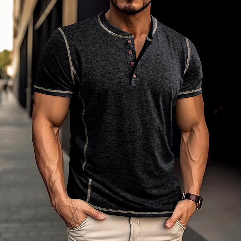 Men's Summer Short Sleeve Polo Shirt | Solid Color Button-Up Tops