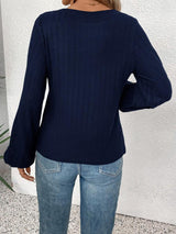 Embroidered Round Neck Long Sleeve Top-14