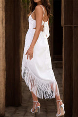 Fringe High-Low Square Neck Cami Dress-6