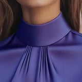 Satin High Neck Ruffle Blouse