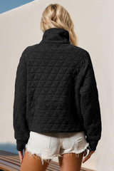 Double Take Half Zip Long Sleeve Quilted Sweatshirt with Pocket-6