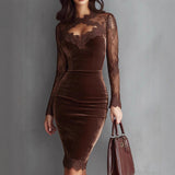 Lace Trim Bodycon Midi Dress