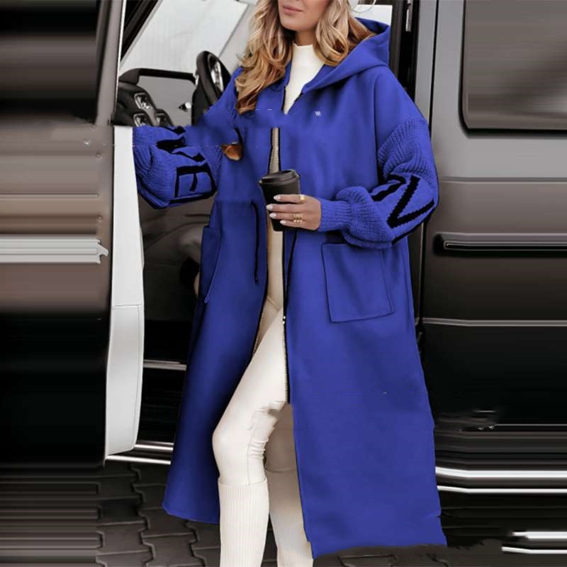 Chic Hooded Longline Splice Coat