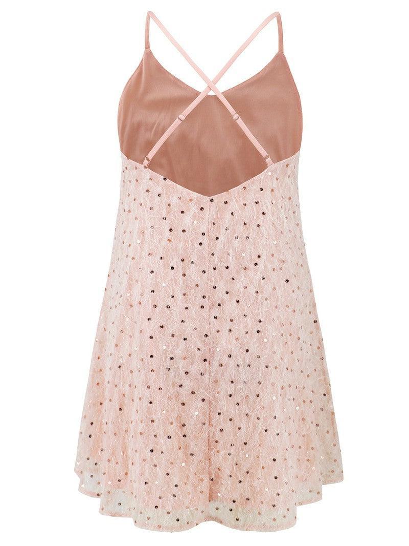 Sequin V-Neck Mini Cami Dress-10