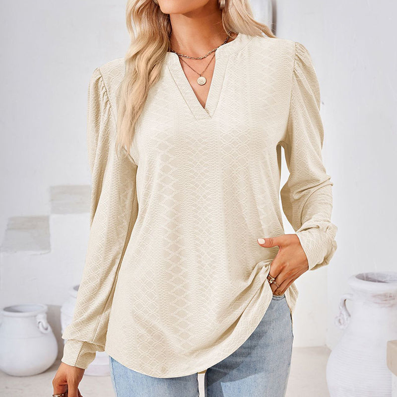 Puff Sleeve V-Neck Blouse
