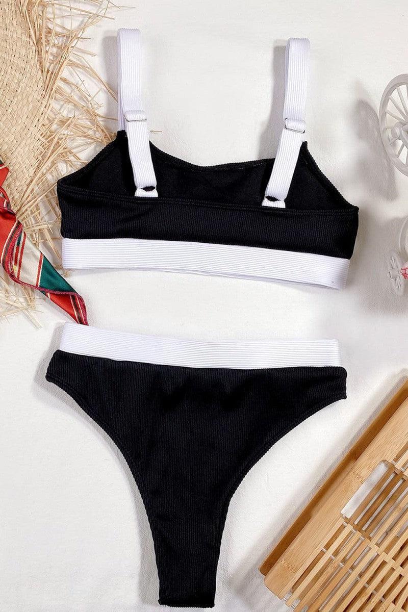 Color Block Scoop Neck Bikini Set-7