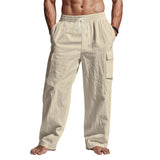 Men's Multi-Pocket Linen Workwear Pants | Four-Season Breathable Cargo Pants