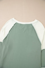 Color Block Round Neck Raglan Sleeve Top-6