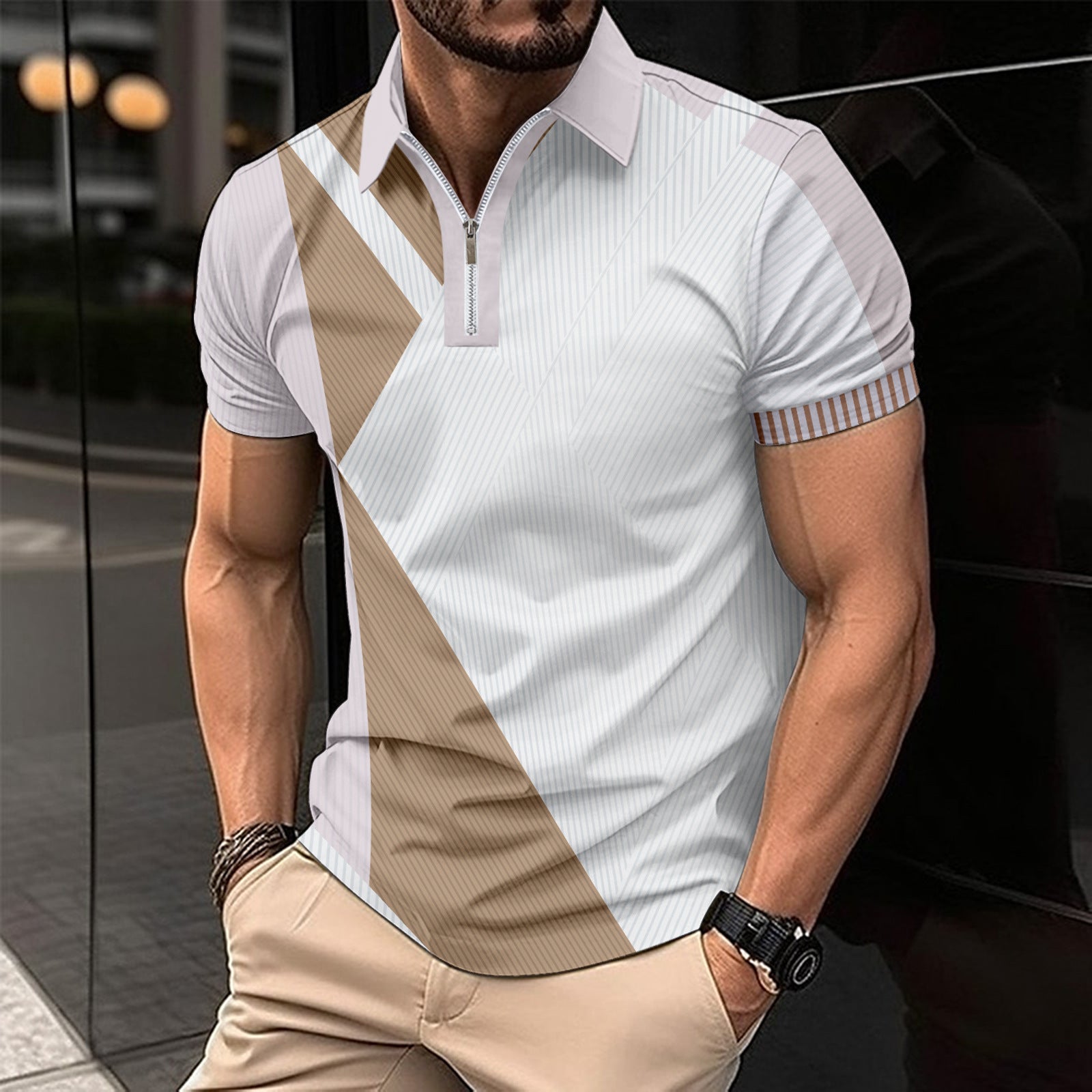 Men's Printed Polo Shirt – Slim Fit & Stylish