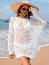 Backless Boat Neck Long Sleeve Cover Up-4