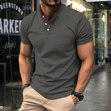 Chic Summer V-Neck Polo Shirt | Short-Sleeved Button-Up Top