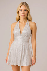 Sequin Halter Neck Mini Dress