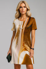 Sukienki z krótkim rękawem w stylu vintage z teksturowanym nadrukiem