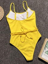 Ribbed Tie Waist One-Piece Swimsuit-12