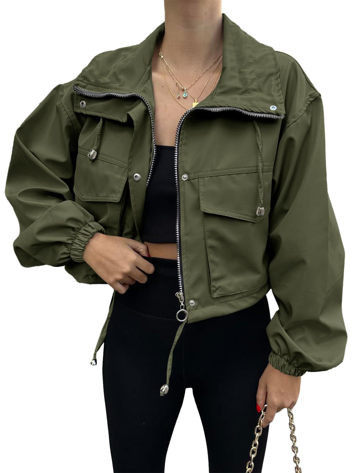 Chic Zip-Up Short Trench Jacket