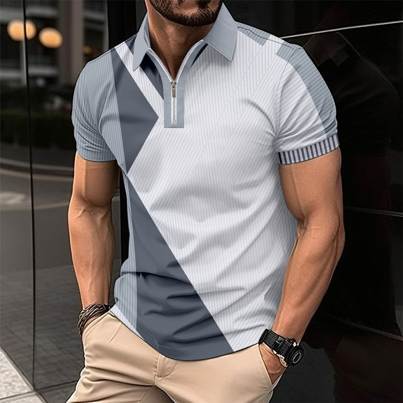 Men's Printed Polo Shirt – Slim Fit & Stylish