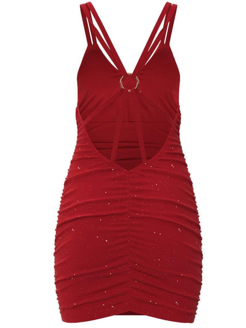 Glitter Double Spaghetti Straps Mini Dress-6